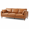 Canapé contemporain 3 places cognac et marron foncé, 220 × 90 × 83 cm