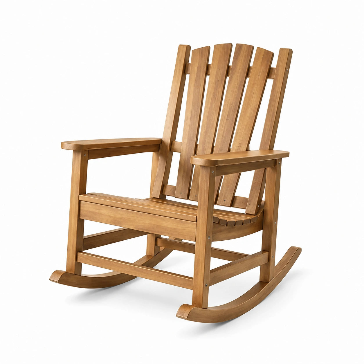 Fauteuil à bascule en bois marron naturel avec accoudoirs, 69 × 87 × 105 cm, style rustique