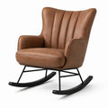 Fauteuil à bascule rétro 82 × 96 × 103 cm, effet cuir marron et métal noir