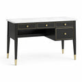 Bureau contemporain à 4 tiroirs avec plateau effet marbre, blanc, noir et doré, 120 × 50 × 76 cm