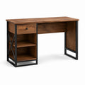 Bureau industriel brun et noir 120 × 50 × 76 cm avec tiroir et deux étagères
