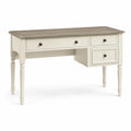 Bureau classique en bois blanc cassé et brun clair avec 3 tiroirs, 120 × 55 × 78 cm