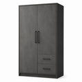 Armoire de rangement gris anthracite et noir avec 2 portes et 2 tiroirs, 90 × 50 × 180 cm
