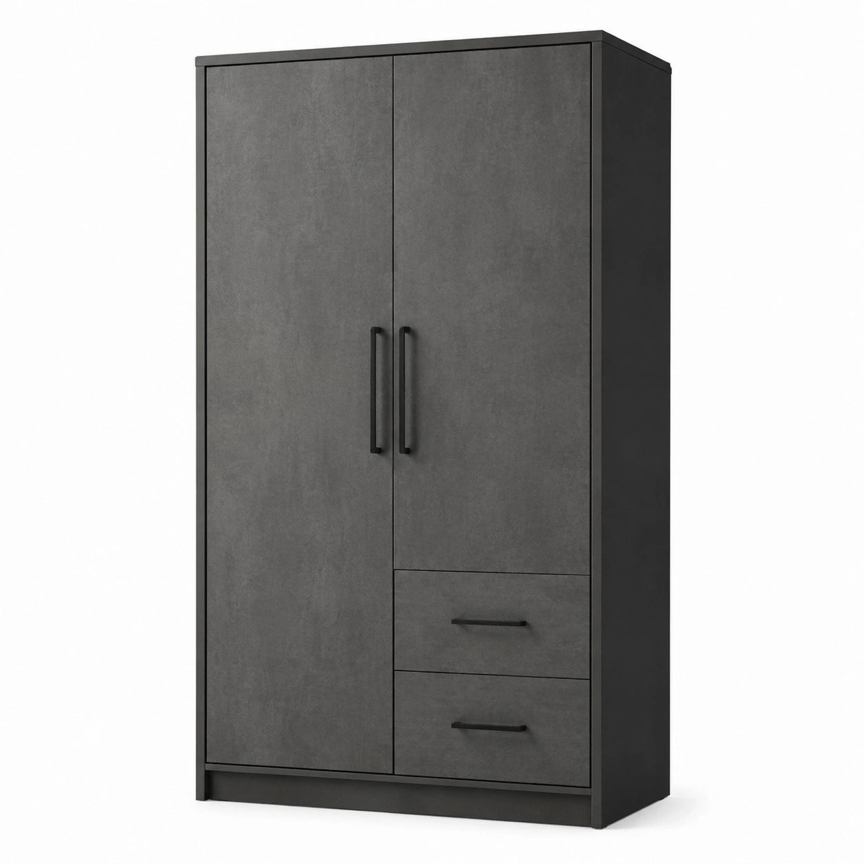 Armoire de rangement gris anthracite et noir avec 2 portes et 2 tiroirs, 90 × 50 × 180 cm