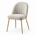 Chaise rembourrée en tissu texturé beige avec pieds en métal doré, 54 × 58 × 82 cm
